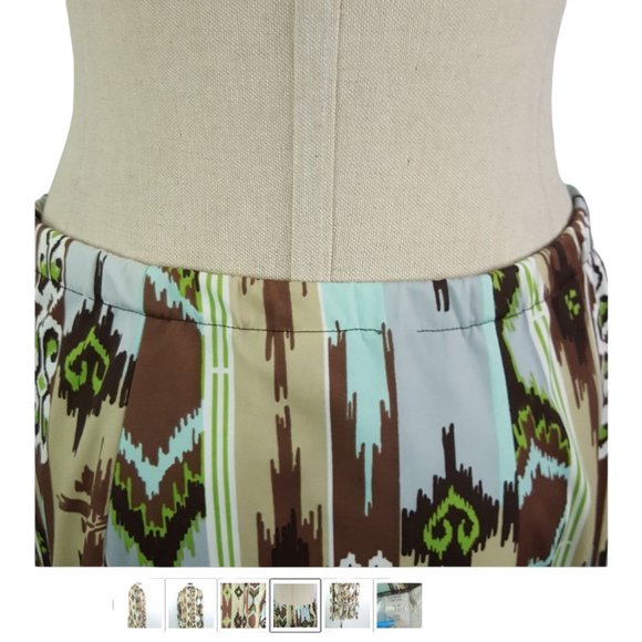 Vintage Ensemble women sz 18 mint brown green Dress Blouse and Pullover skirt - Picture 6 of 11